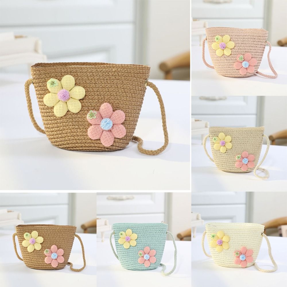 Flower Girl Basket - Bolso de paja tejido a mano