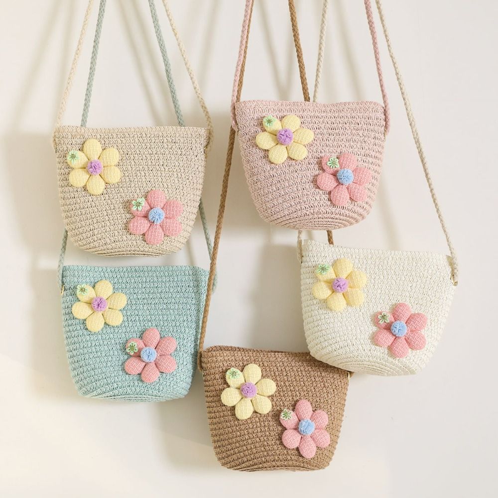 Bolso de paja tejido a mano pa - Flower Girl Basket reseña y precio