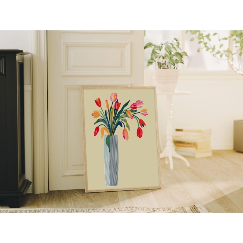 Arte de pared en lienzo con fl - Flower Girl Basket reseña y precio